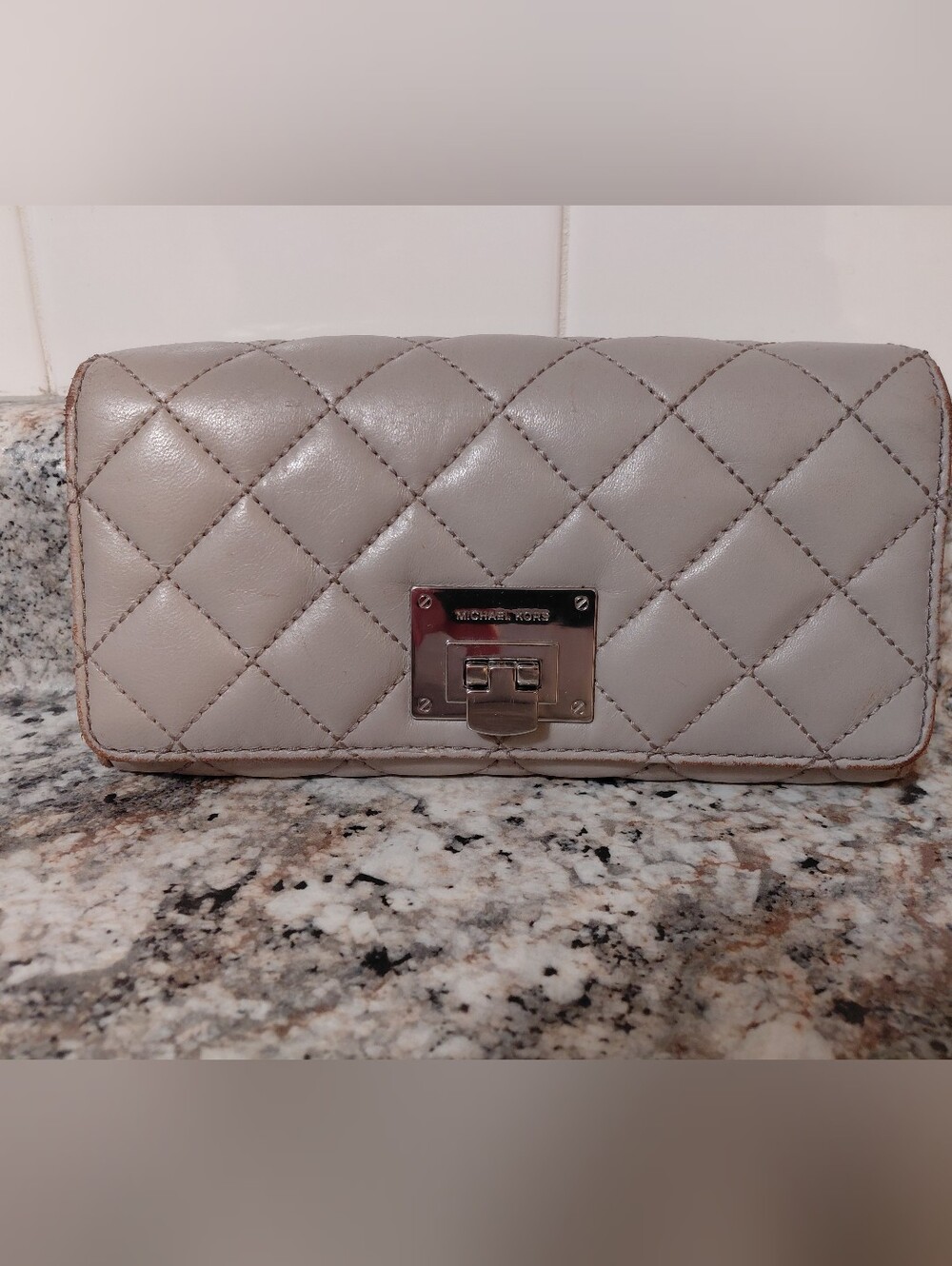 Michael Kors Gray Quilted Bifold Leather  Wallet